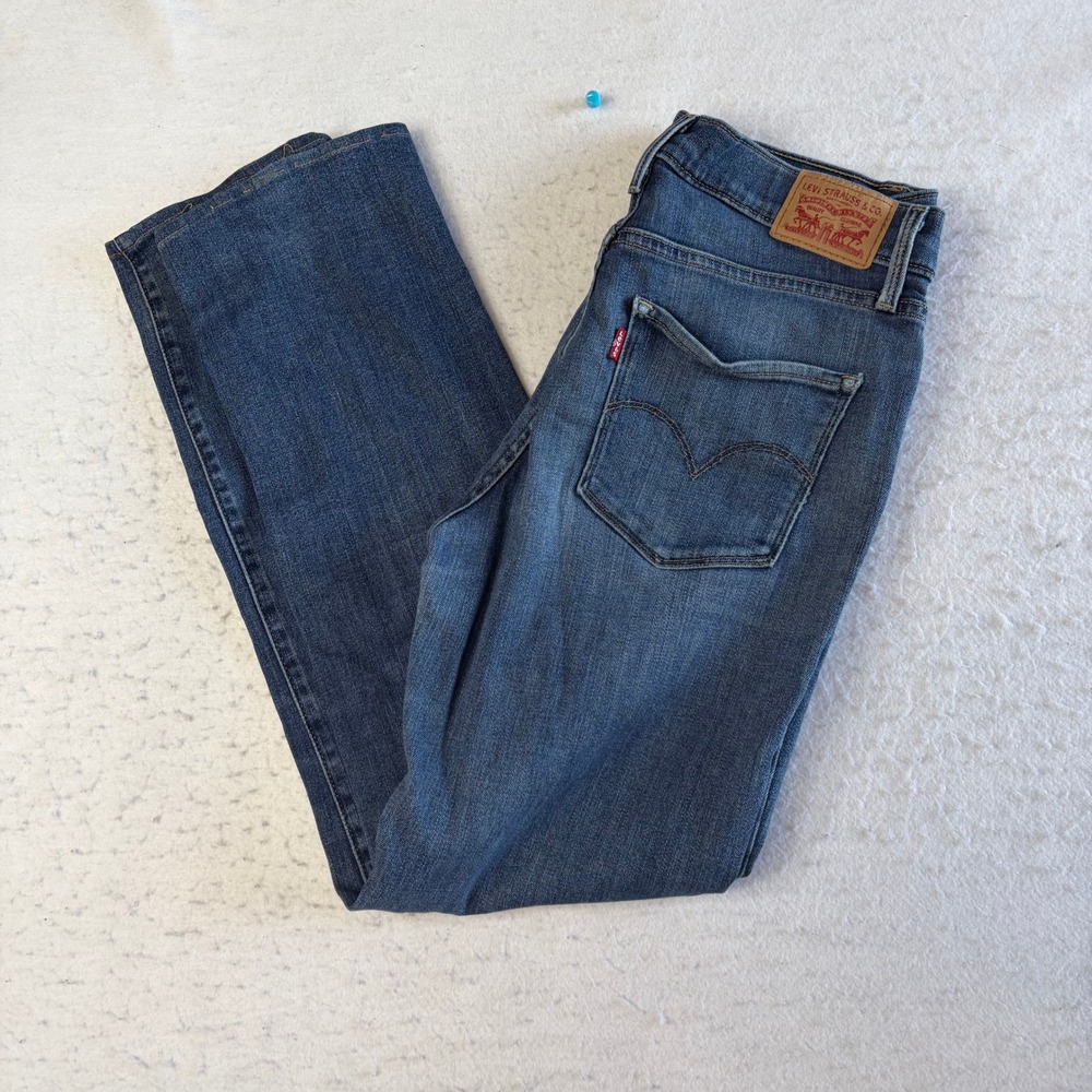 Levi's 314 Shaping Straight Jeans Womens 29 Blue Denim Mid Rise Stretch